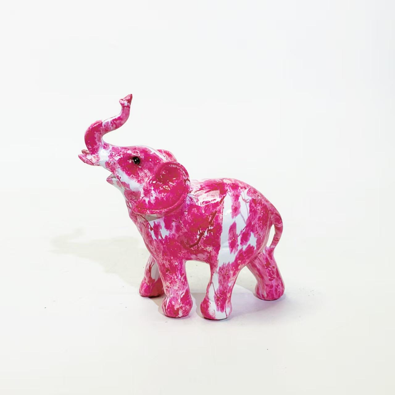 Nordic Style Rose Ink Art Elephant Resin Figurine, Modern Luxurious Home Decor Office Desktop Ornament, New House Personal Gift