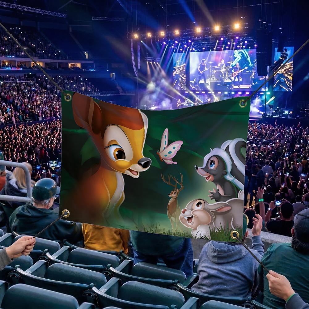 B-Bambi CARTOON Flags Multi Size Atmosphere Flag, Cheerleading Hand Pulled Banner, Portable Outdoor Event Flag & Wall Decor for Sports, Parties, Home and Room Decoration