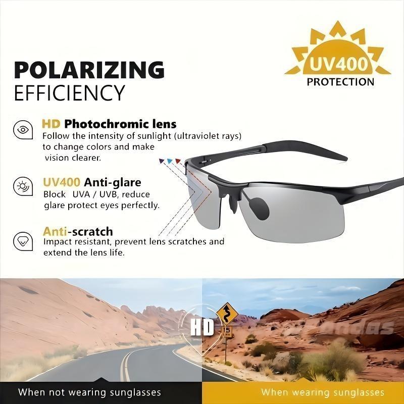 Fashionable Color Changing Glasses With Metal Frame And Color Changing Lenses, Perfect For Outdoor Activities, Vacations, Travel, Fishing, Photography Accessories For Men And Women Polarized Driving