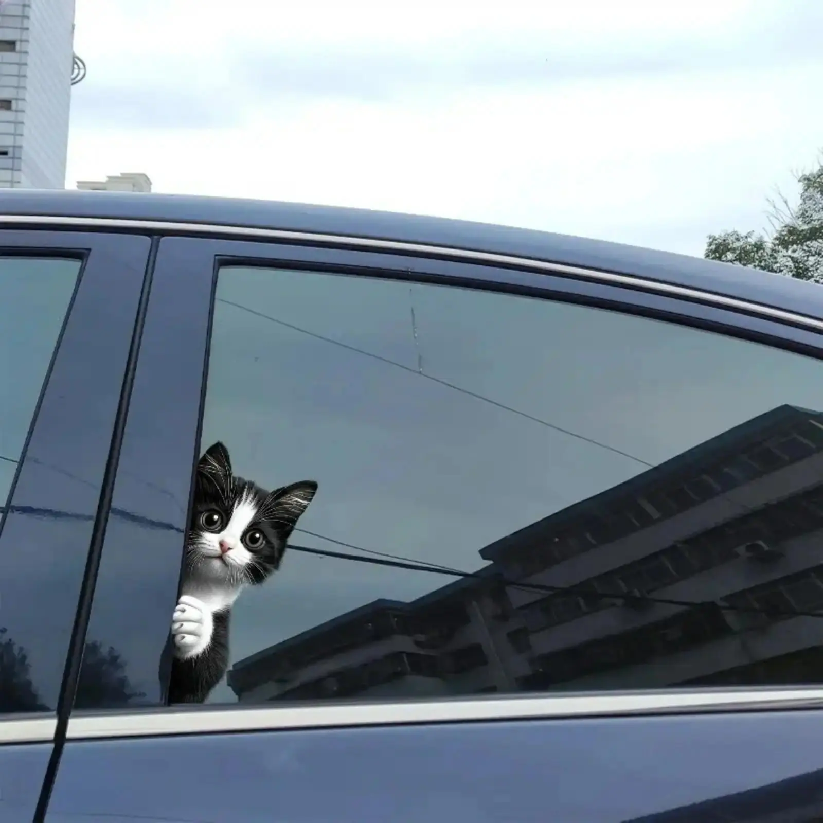 4Pcs/2Pcs Cute Peeking Cat Vinyl Window Stickers Set, Waterproof Removable Decorative Art Decals for Cars, Laptops, Doors (Sports & Outdoor Sun Protective Accessory)