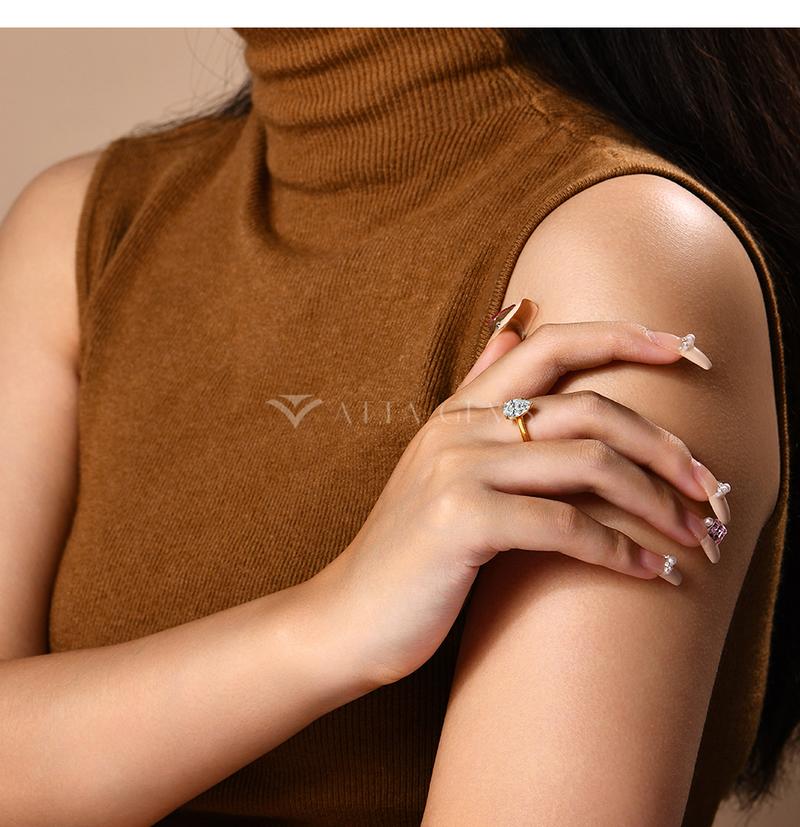 2.0CT Pear Cut Synthetic Moissanite ring Simple Style Anniversary EngagementGift Beauty Jewelry R148