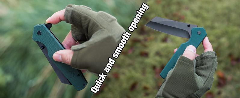 #JumpstartSale FLISSA Folding Knife, 4-3/4" Reverse Tanto Folding Pocket Knife, Black Stonewash Blade, G10 Handle, for Hunting, Survival, Camping and Outdoor Activities, Great Gifts for Dad, Husband, Friend