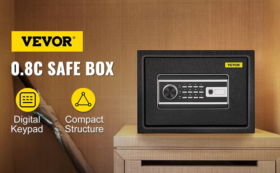 【Summerfinds】VEVOR 0.8 CU. FT Q235 Steel Safe Box, Wall Mount Multi-Lock with Fingerprint, Digital Pad, Key Lock & 2 Keys, Pre-Drilled for Cash, Jewelry, Pistols Storage in Home Office