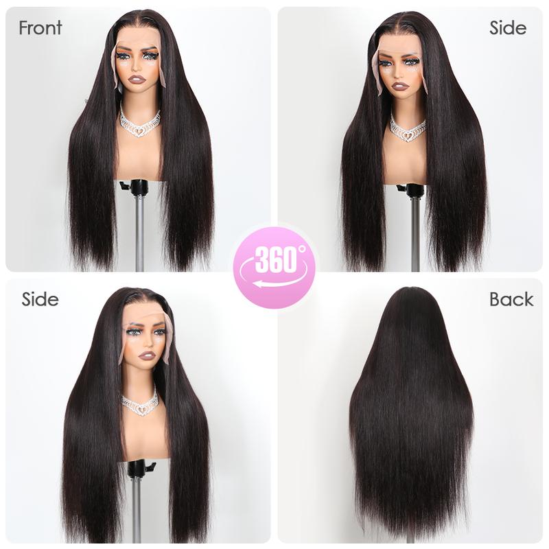 Pizazz Hair Pre Bleached Straight Lace Front Wigs  13x6 HD Transparent Lace Front Human Hair Wigs For Women Pre Plucked Hair Line