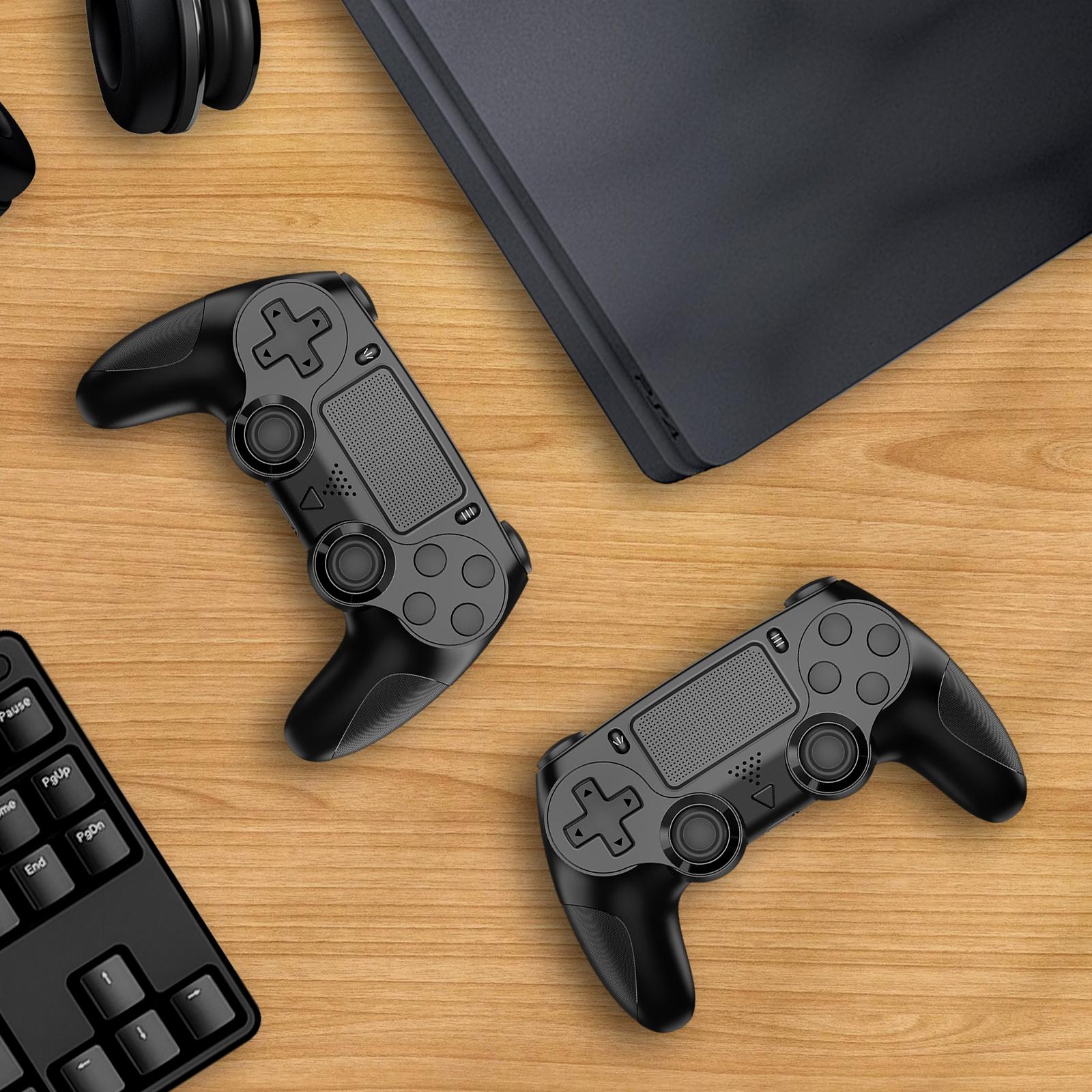 Precision gaming controller, compatible with PS4/PS4 Slim/PS4 Pro/PC, featuring dual vibration, six-axis gyroscope, touchpad, and speaker, designed for the ultimate PS4 gaming experience - Black