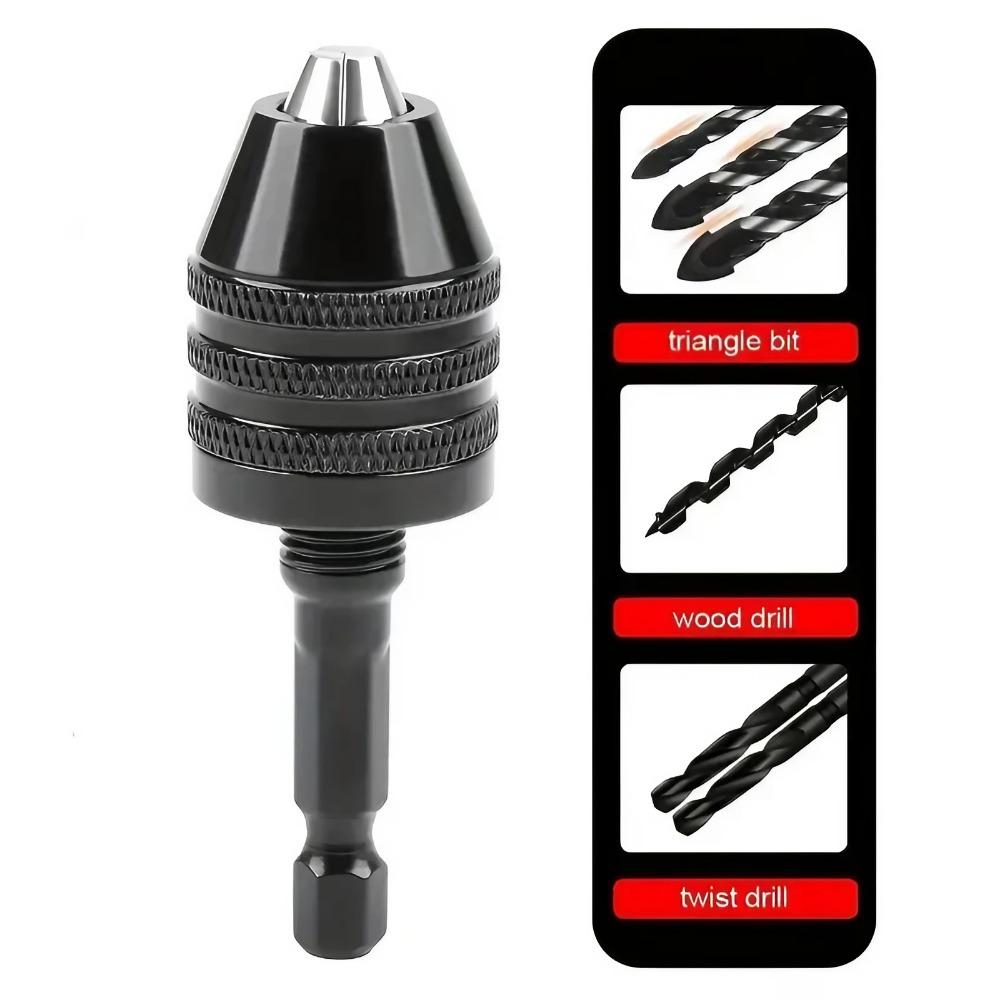Universal Keyless Quick-Change Drill Chuck Adapter Set - Precision Metal Heavy Duty Power Tool Accessories for Electric Screwdrivers, Drills, Impact Tools, and Angle Grinders. Durable Fast-Detach Connector for Wood & Metal Projects.
