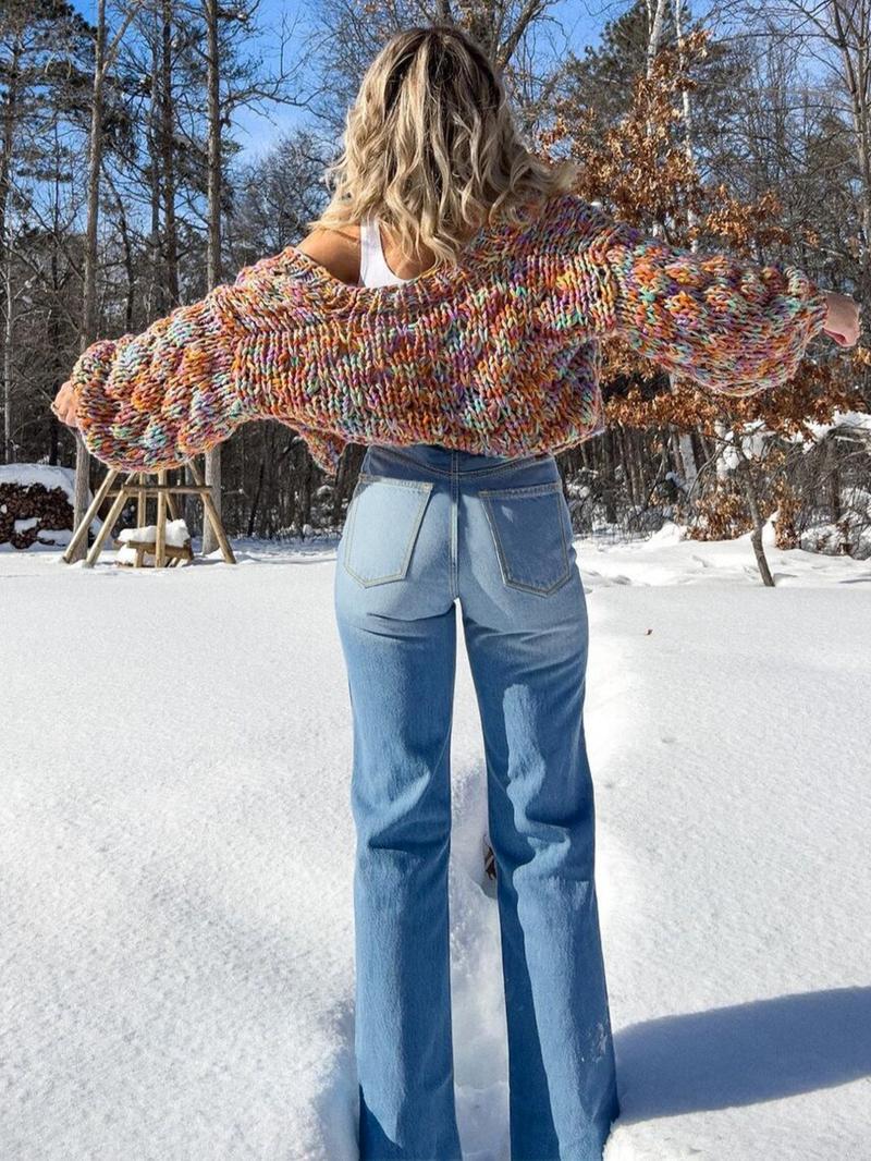 Women's Elastic Washed Casual Light Blue Wide-Leg Jeans, Loose-Fitting All-Season Denim Jeans for Daily Wear & Dates