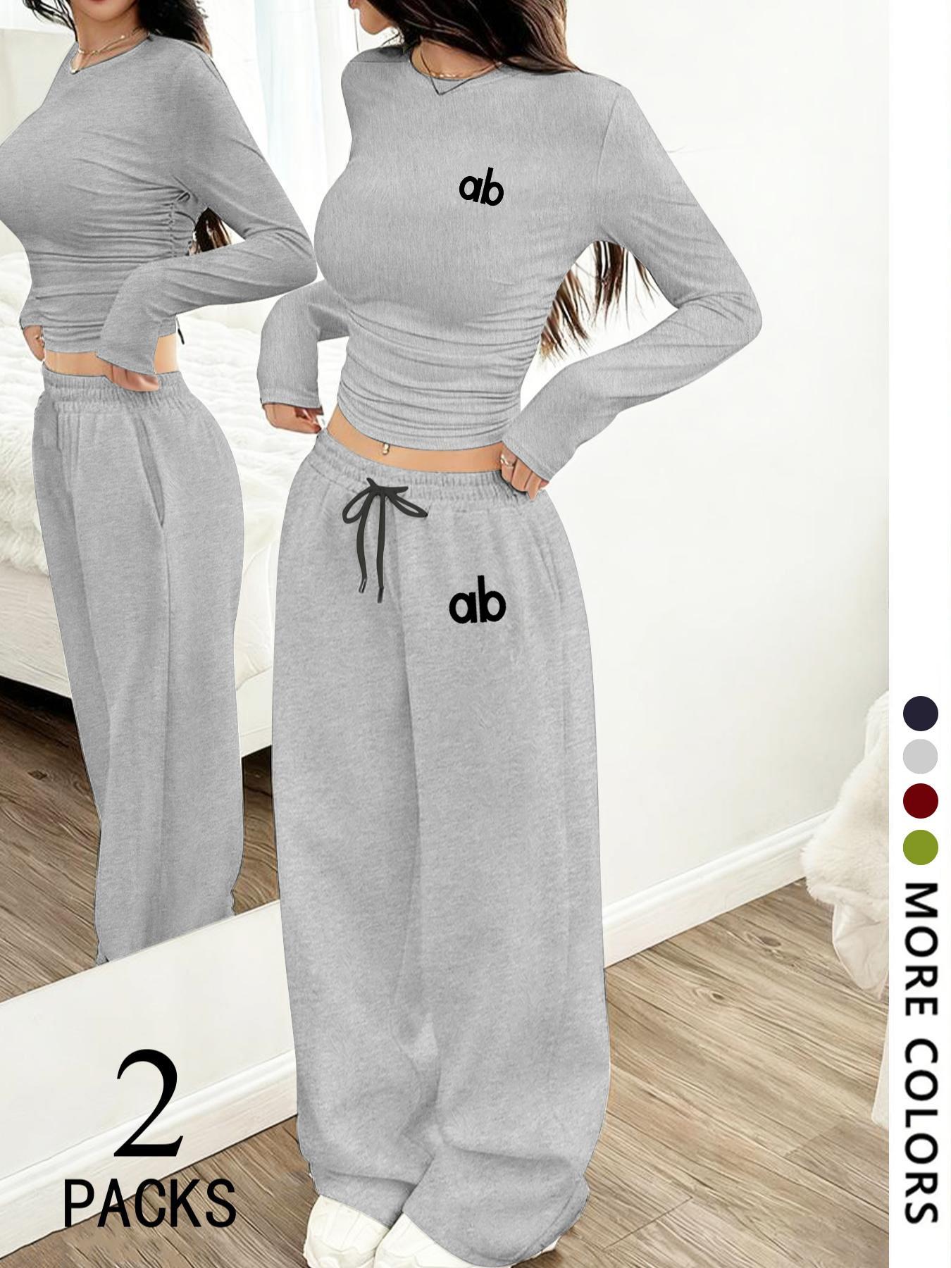 Women's Two-Piece Set, Casual Loose-Fitting Long Sleeve Top & Straight Leg Pants, Comfortable Fabric, Perfect for Daily Wear, Travel, Shopping, Sleep Women's Two-Piece Set, Casual Loose-Fitting Long Sleeve Top & Straight Leg Pants, Comfortable Fabric, Perfect for Daily Wear, Travel, Shopping, Sleep