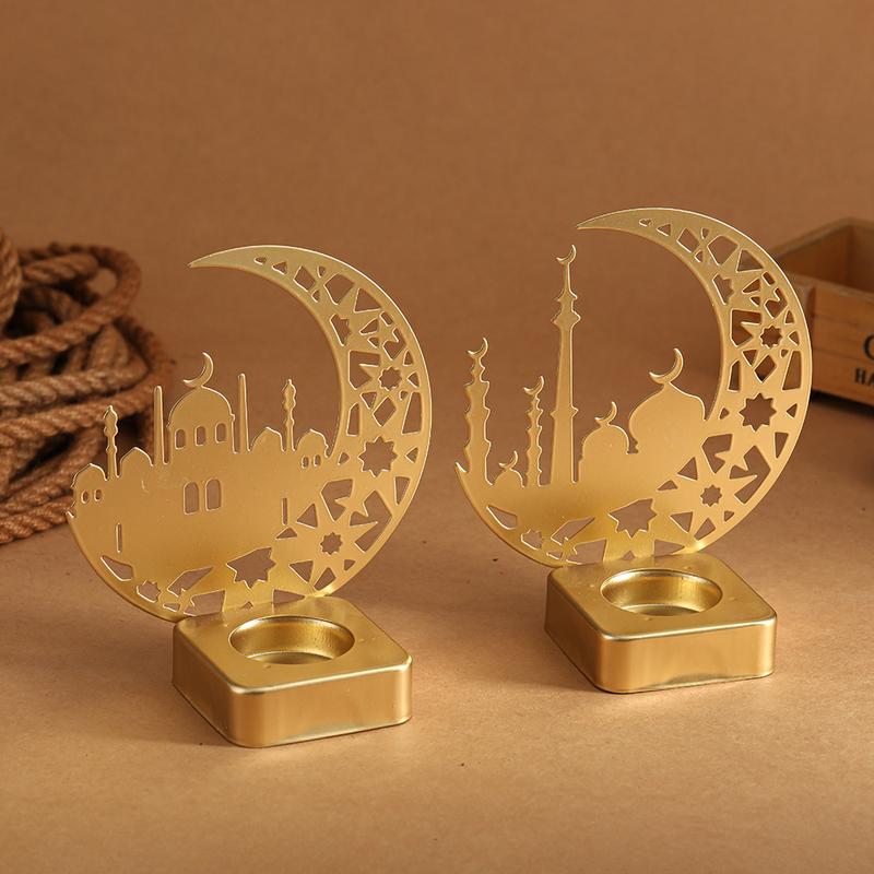 Star Moon Candle Holder, Islamic Mosque Design, Ramadan Desktop Decoration, Festival Atmosphere Decor, 1pc, Candle Stand