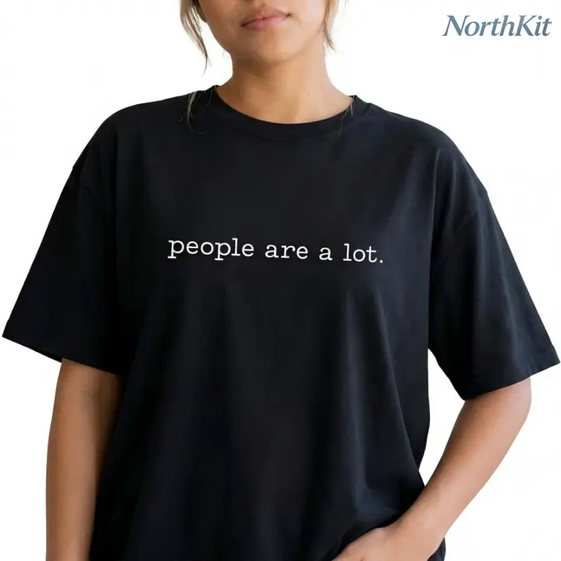Women's Sarcastic Graphic Sports Tee - Soft, Comfortable, Breathable Fabric, Loose-Fit Crew Neck, Short Sleeve, Casual Streetwear Shirt with "People Are A Lot" Print, Plus Size, All-Day Wear, Extended Durability