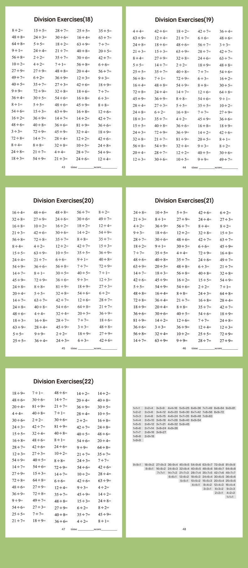 A workbook, Math learning book, designed for children to practice math problems, focusing on nine-nine multiplication in multiplication and division, handwritten math book enhances computational skills and promotes critical thinking