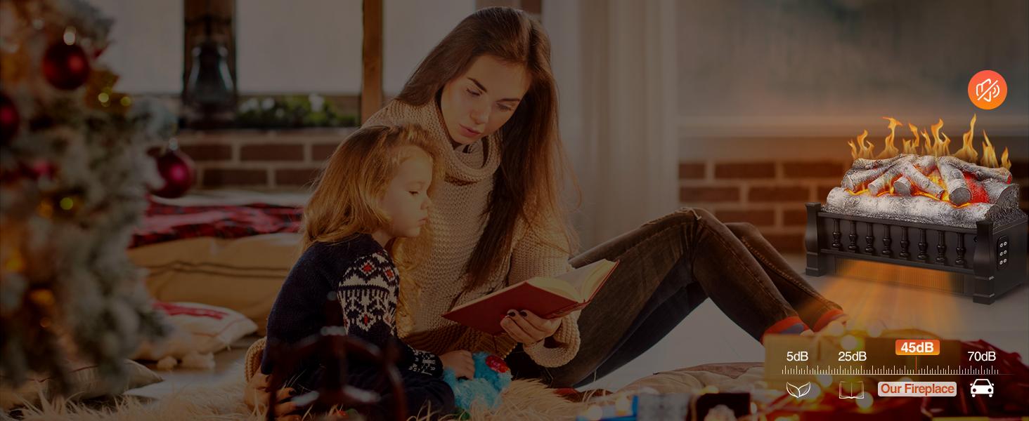 R.W.FLAME Electric Fireplace Log Heater,Remote Control, Adjustable Flame Brightness, Realistic Ember Bed, Overheat Protection, For Home and Office, 750W/1500W