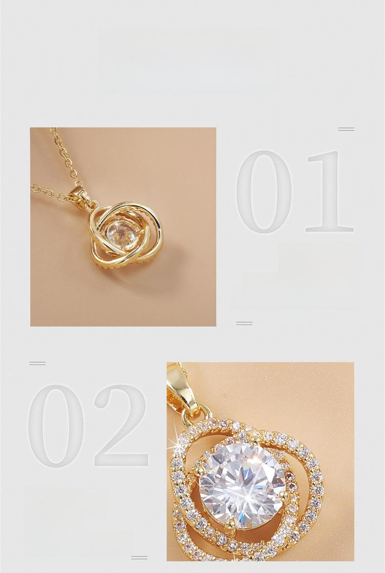 Shining Pearl Pure Copper Japanese and Korean Style Zircon Camellia New Necklace Accessory Women's Fashion Collarbone Chain Zircon Jewelry