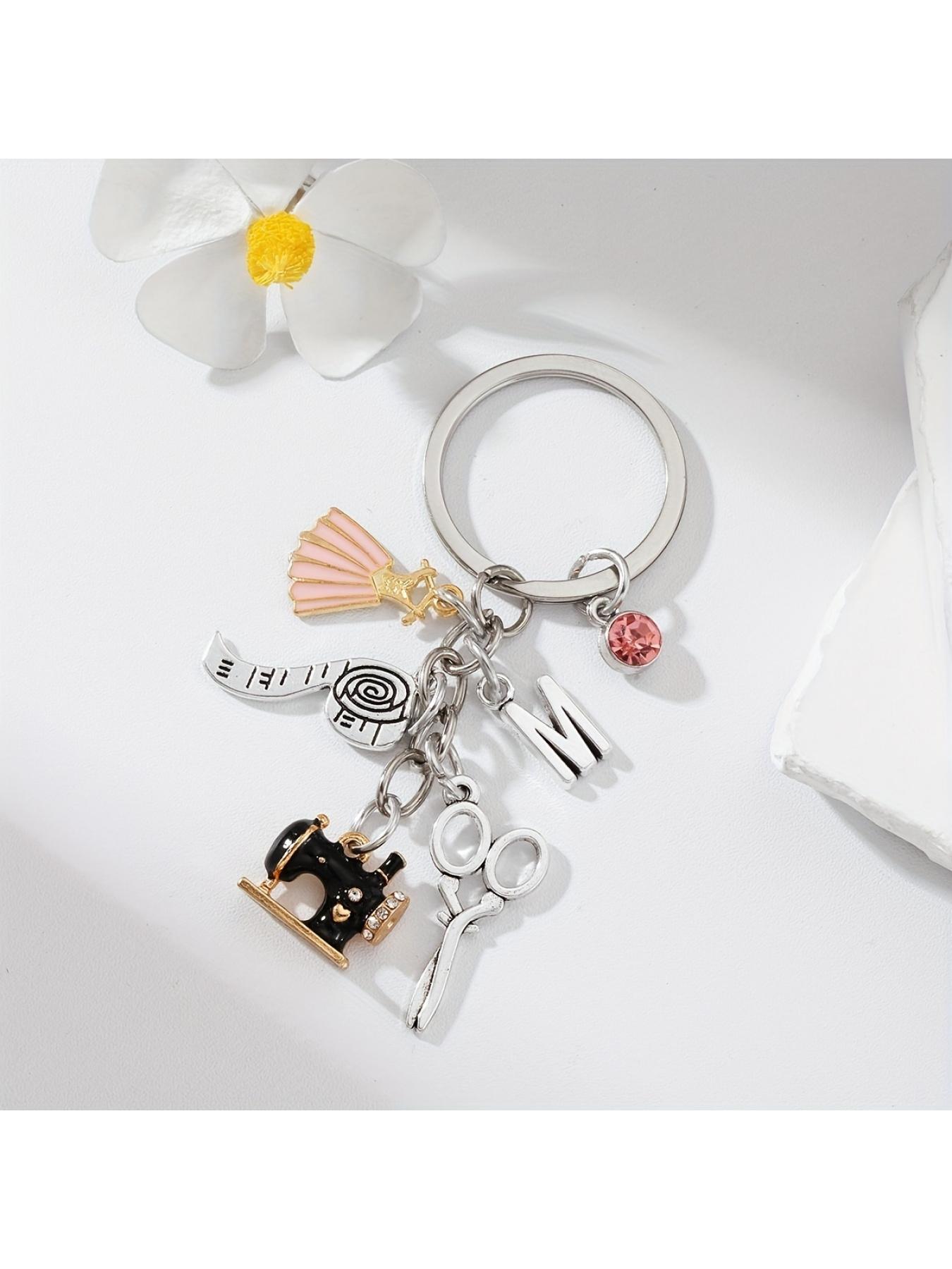 1pc Chic Alloy Keychain with Sewing Machine, Tape Measure & Scissors Charms - "Sewing Enthusiast" Metal Key Ring - Ideal Friendship Gift, Sewing Accessories