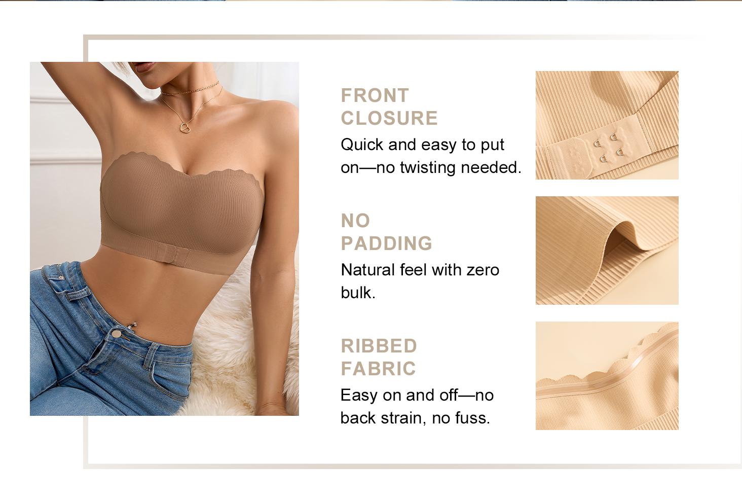 3 Pack Strapless Bras for Women Non-Slip Silicone No Padded Bandeau Bra Wireless Tube Top Front Closure Bra Womenswear 3 Pack Strapless Bras for Women Non-Slip Silicone No Padded Bandeau Bra Wireless Tube Top Front Closure Bra Womenswear