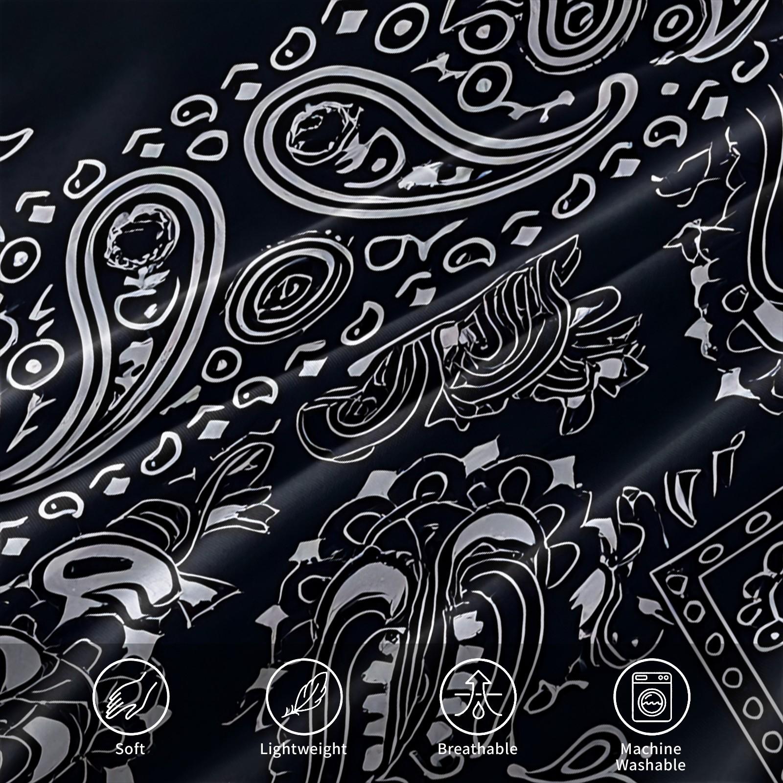 3PCS Navy Blue Bandana Paisley Duvet Cover Set (1 Duvet Cover + 1-2 Pillowcases), Classic White Border Paisley Print, Skin-Friendly Soft Comfy All Seasons Summer Bedding Set, Perfect for Streetwear Bedroom & Hip Hop Style Lovers