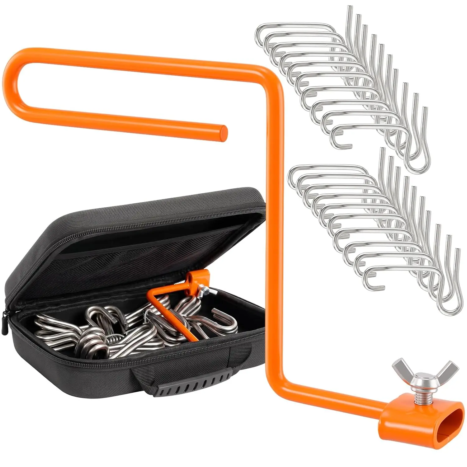 Fence Wire Tightener,20Pcs Twisting Tool&Tensioner Handle with Bag| 1/4"(6mm)-duty clips & wire twisting tool.Quickly repair sagging barbed wire fence.fixing kit for farm &