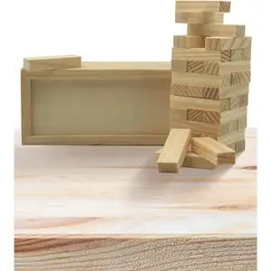 Wooden Tower Puzzle - Block Games Kids and Adults - 36 Pieces Wooden Stacking Blocks with Storage Case - Durable Tumbling Tower Game Family Game Nights & Travel - Natural, 6”
