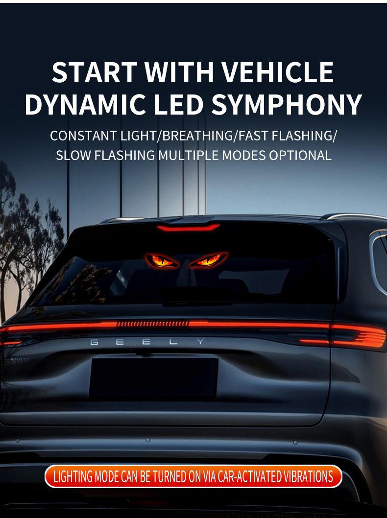 Demon Eye Car LED Atmosphere Light, Wireless Lamp with Dynamic RGB Colors & Easy Suction Mount, Solar & Type-C Rechargeable for a Bold Look on Cars, SUVs, Trucks, Car Interior Accessories tiktokshopbacktoschool