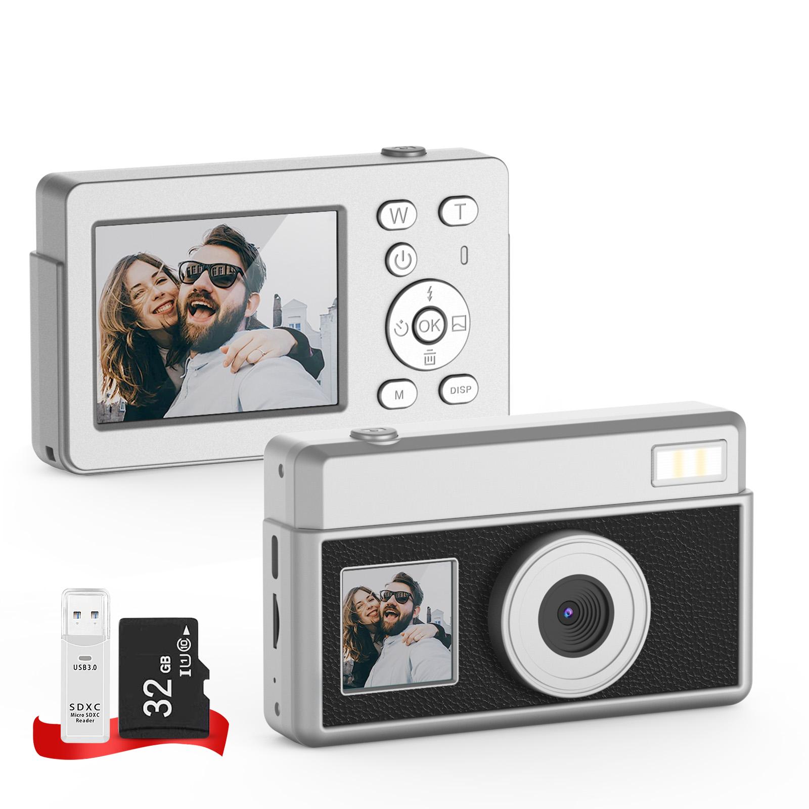 Dual-Screen 4K Digital Camera 64MP, 18X Zoom, Retro Filters, One-Click Switch, 32GB SD Card, 1000mAh Battery, Rechargeable Selfie & Vlogging Camera for Teens & Kids  NewYear Christmas Gifts