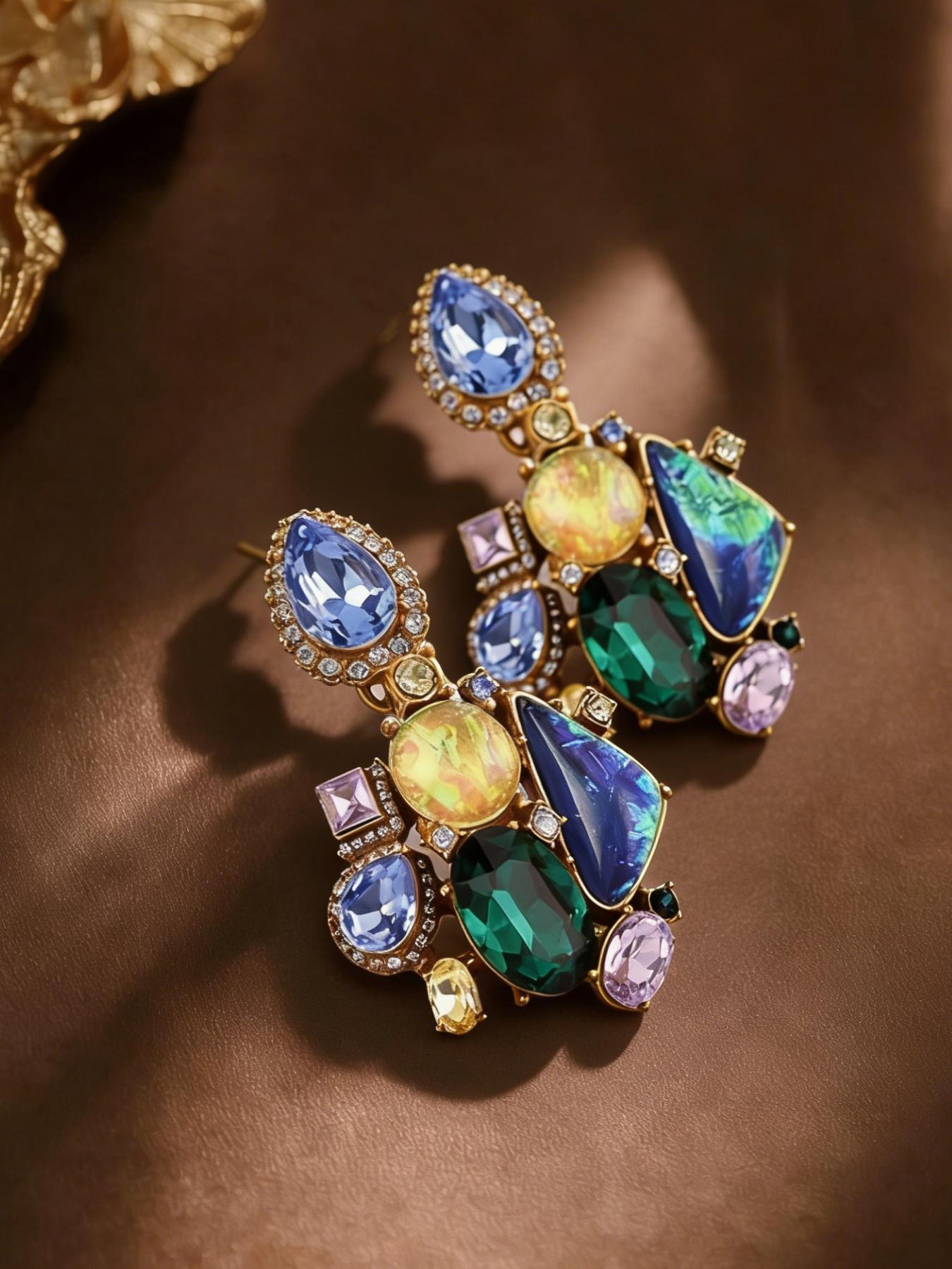 1 pair of Baroque style diamond studded earrings, suitable for daily commuting, vacation, and dating, and also a delightful and exquisite gift.