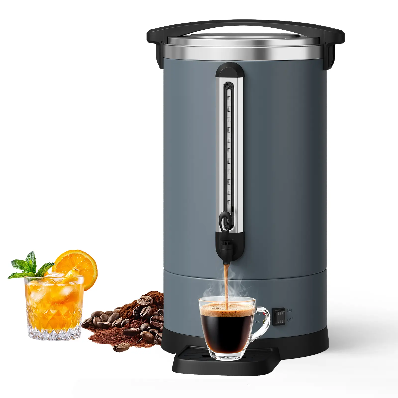 Large Capacity Double Wall Coffee Urn - Commercial Stainless Steel Hot Beverage Dispenser - Fast Brew, Keep Warm, Easy Clean - Electric Percolator for Catering, Events, Parties, Weddings, Buffets