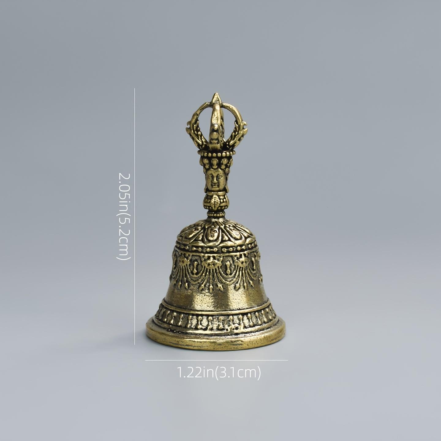 Small Artisanal Hand Bell with Ornamental Carvings, Vintage Bronze Instrument for Meditation and Home Decor, Decoration, Room Decorations, Fashion Accessory