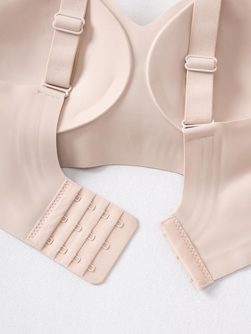 women's 4-piece solid color seamless jelly bras set, Wireless Seamless Bra, with hooks and adjustable shoulder straps, no underwire for Light Support and Smooth Back, Underwear