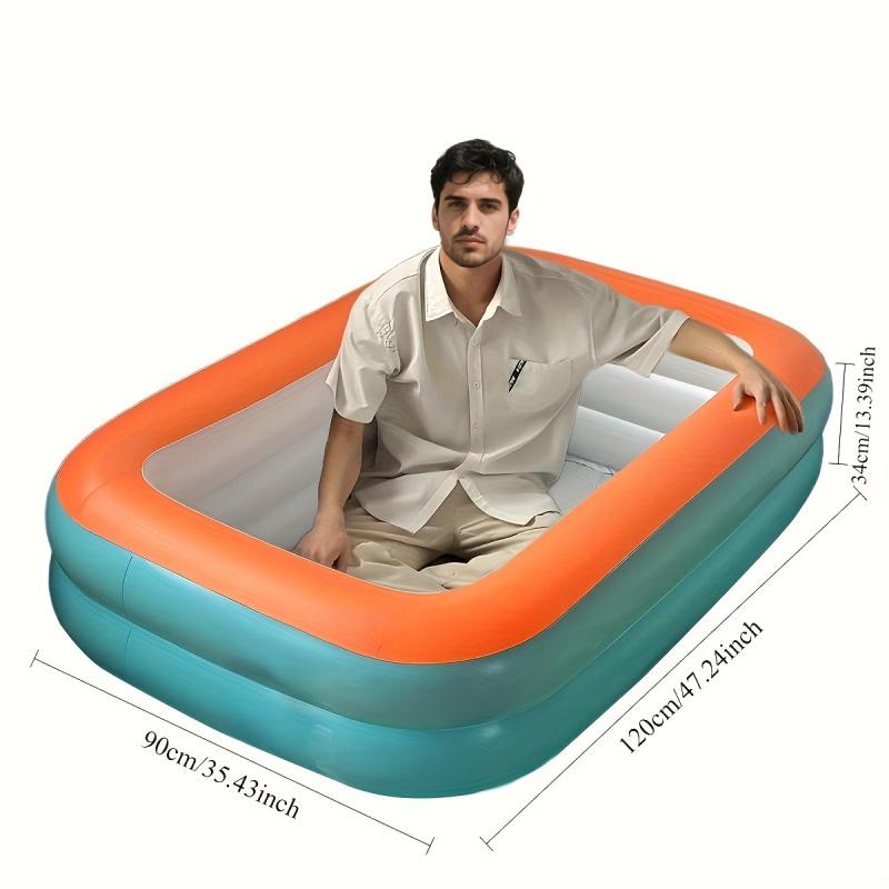 Portable Inflatable Pool for 1-3 People No Electricity Needed Double Layer Durable Fast Inflation Foldable Space Saving Easy Assembly Colorful Navy Blue Green Orange Perfect for Festivals Parties Indo
