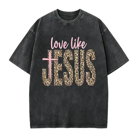 Leopard Love Like Christian T-Shirt Tee Tshirt Cheetah Preppy Faith-Inspired Shirt Trendy Gift, Comfortable Summer Fashion Top, Regular Fit, Summer Trendy T-Shirt, Suitable for Street Style, And Casual Wear