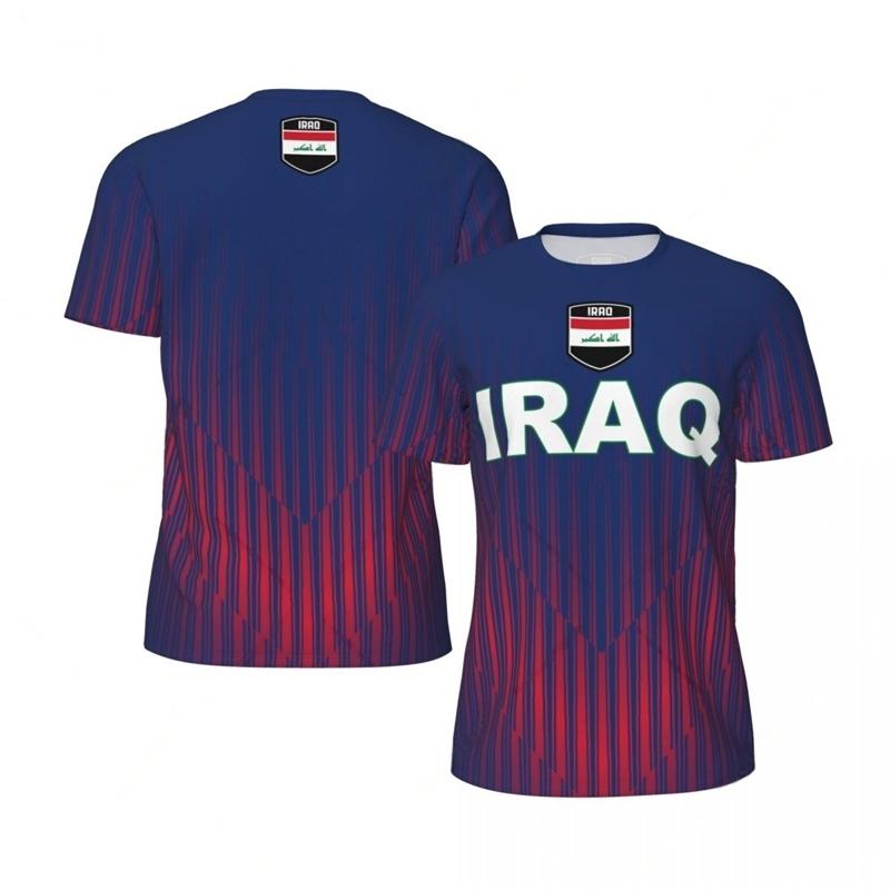Iraq Flag Graphic Mens Football Jersey Fashion National Emblem 3D Printed Sports T Shirt Casual Oversized Breathable Tees Tops ﻿