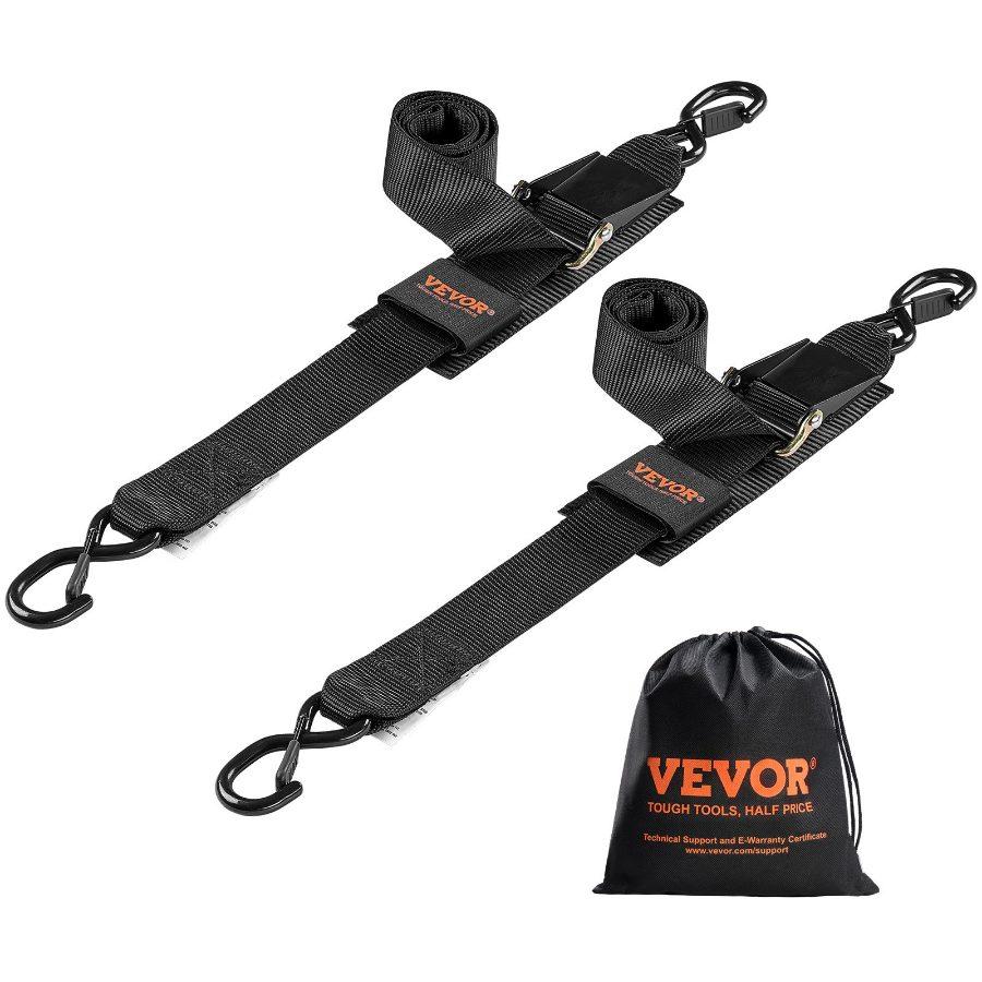 VEVOR Retractable Ratchet Straps, 2 inx 4 ft Ratchet Tie Down Straps with Security Lock S Hooks, 2 Pack Heavy Duty Ratchet Tie Down Straps with 1500 lbs Break Strength, for Trailers, Vehicles, Boat