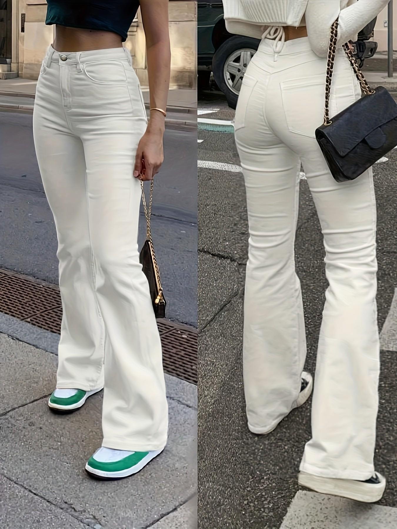 High Waist Flare Jeans for Women, Womenswear Elastic Bootleg Pants, Y2K Street Casual Vintage Fashion, Comfortable and Stylish