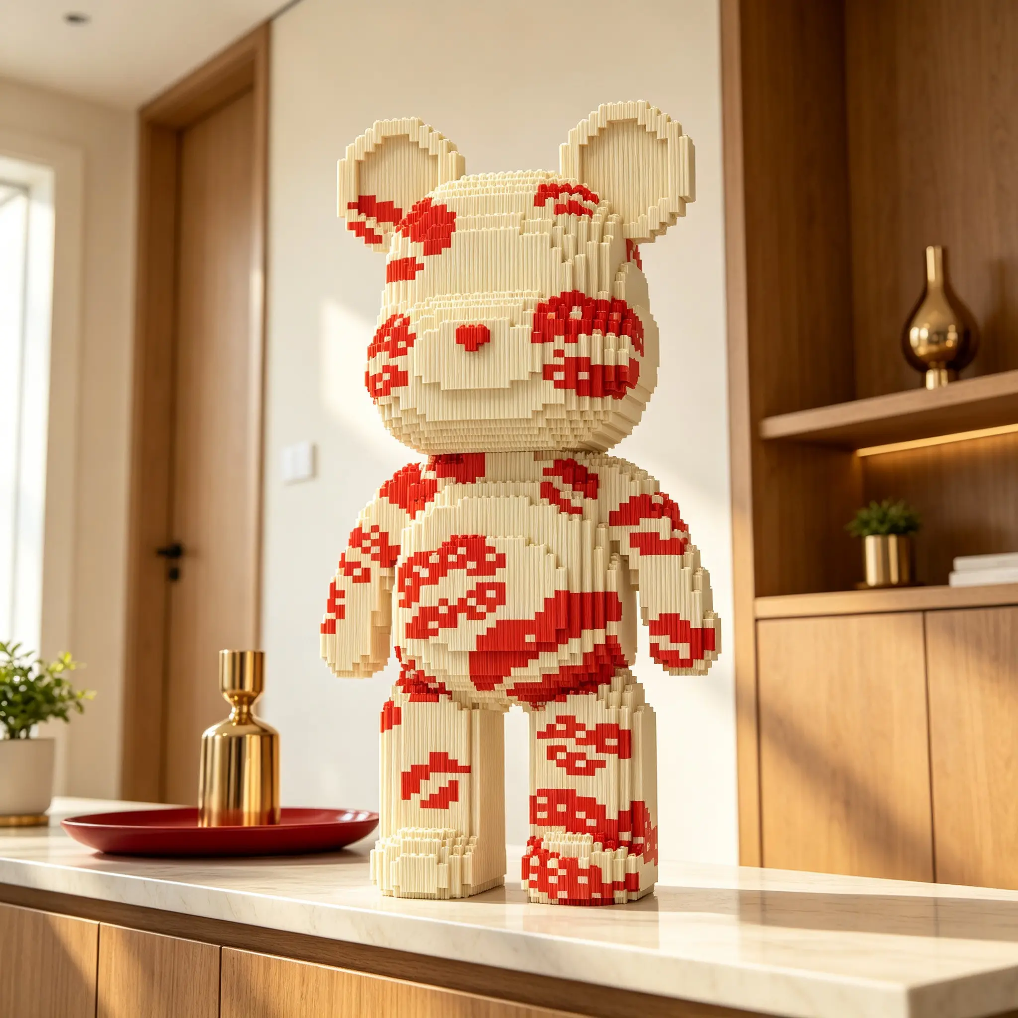 PD Animal Graffiti Bear 3D Puzzle Building Block, Home Office Decor, Party Decoration, Ideal Gift, Handmade Craft, Collectible Statue