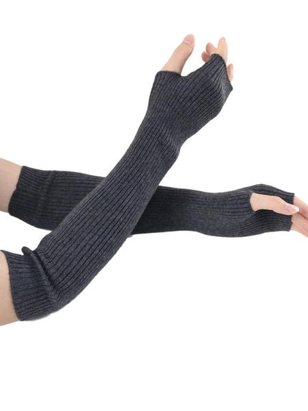 Women's Arm Warmers, Knit Cashmere Wool Blend Long Fingerless Gloves for Fall & Winter, Casual Plain Design, Moderate Fabric Thickness