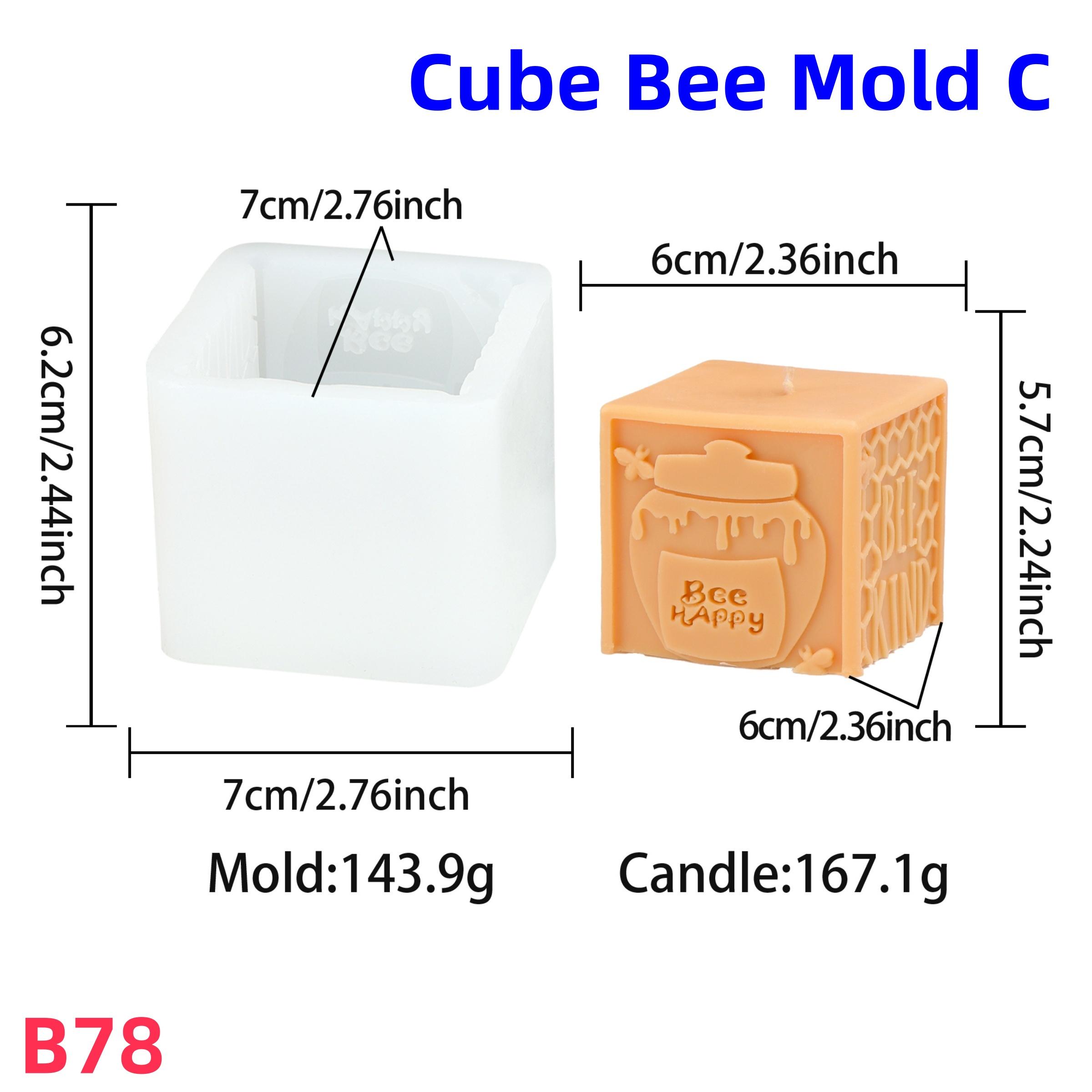 Bee Theme Candle Silicone Mold 3D Cube Bee Kind Honeycomb & Honey Pot Moulds for DIY Candle, Soap, Resin Craft, Cute Handmade Gifts