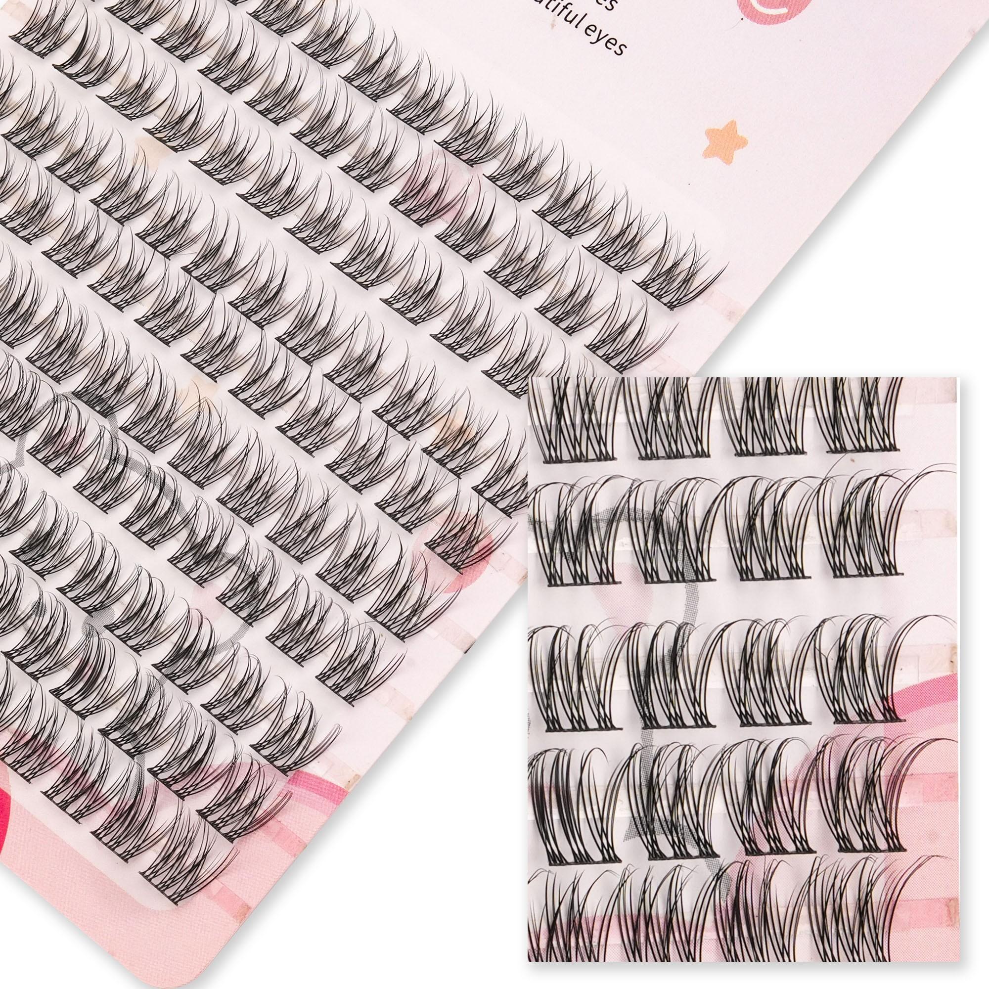 DIY Eyelash Cluster Set D Curl Soft Fluffy Individual Lashes Transparent Stem High-Quality Fiber Reusable Beginner Friendly Travel Essential