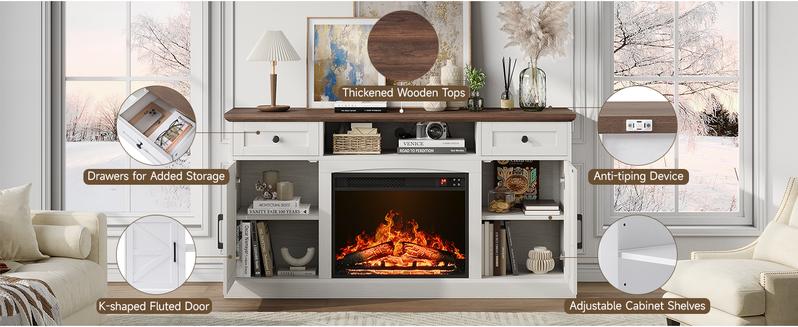 【Include 23" Electric Fireplace】ONBRILL 63"/70" Gorgeous Fluted Fireplace TV Stand for TVs up to 70", Modern Entertainment Center with Power Outlet , TV Media Console with Storage for Living Room, Bedroom Furniture,Christmas Gift 【Include 23" Electric Fireplace】ONBRILL 63"/70" Gorgeous Fluted Fireplace TV Stand for TVs up to 70", Modern Entertainment Center with Power Outlet , TV Media Console with Storage for Living Room, Bedroom Furniture,Christmas Gift