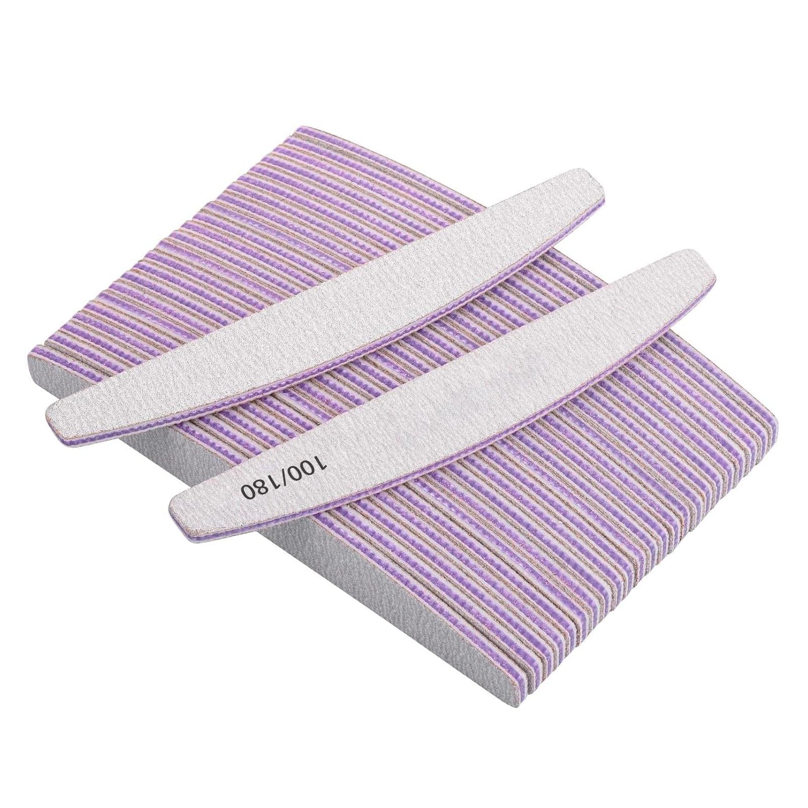 80/100 Grit Nail File (Pack of 10), Sandboard Suitable for Acrylic and Gel Nails, Double-sided Nail File, Professional Nail File, Reusable