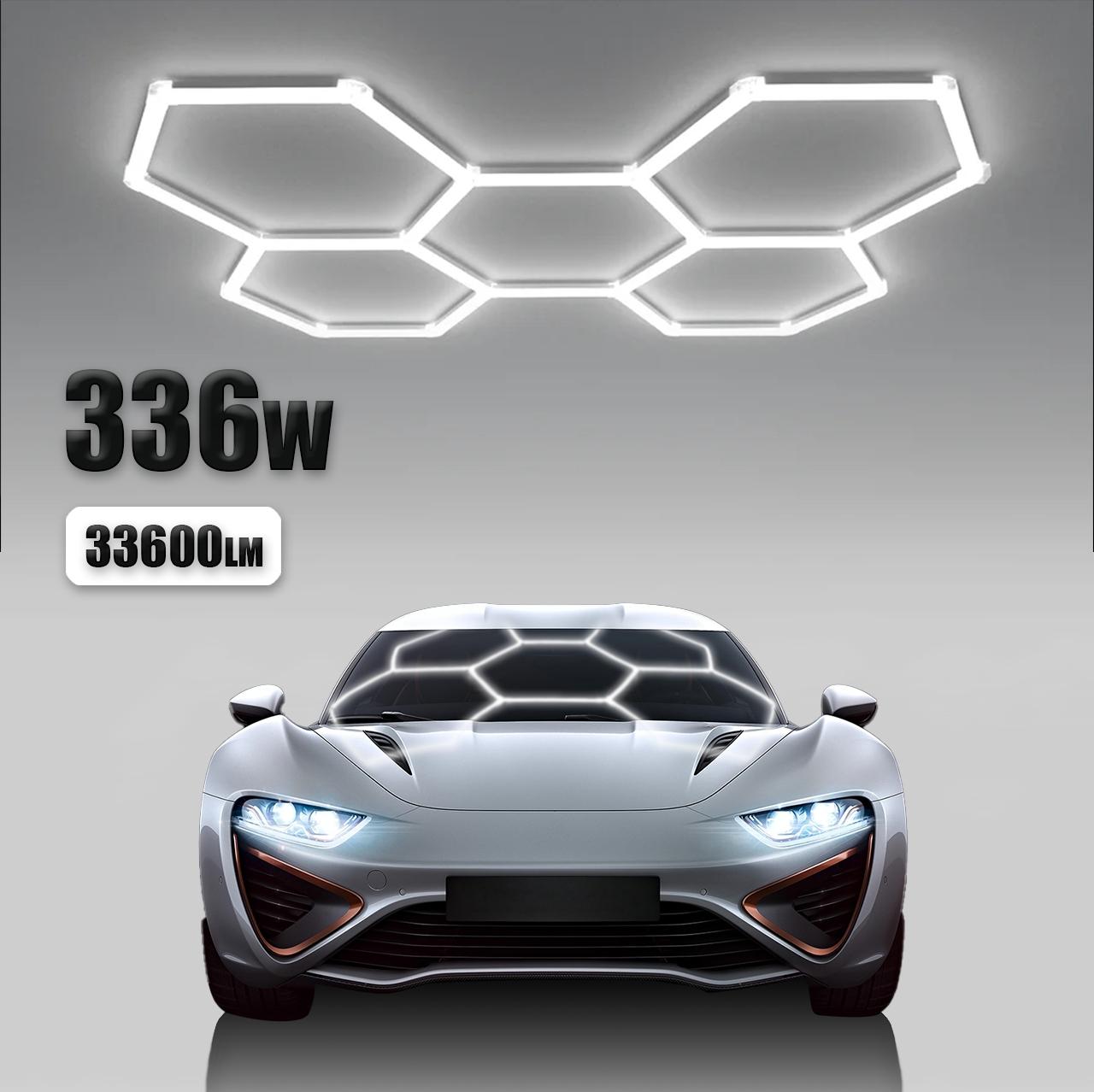 HYPERLITE DIY Hexagonal Ceiling Light, Honeycomb Ceiling Light,Ultra Bright 3960 Lumens-54780 Lumens Honeycomb Lights,（Dimmable） Hexagonal Garage Lights for Shops Supermarkets Shopping Malls Car Shows Basements Gymnasiums, SpringGlowUp