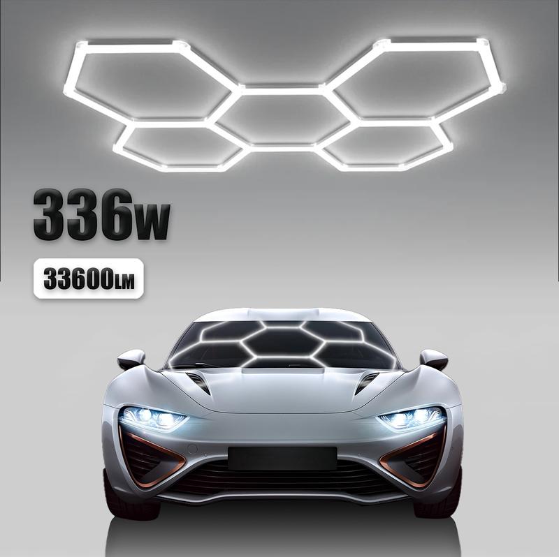 HYPERLITE DIY Hexagonal Ceiling Light, Honeycomb Ceiling Light,Ultra Bright 3960 Lumens-54780 Lumens Honeycomb Lights,（Dimmable） Hexagonal Garage Lights for Shops Supermarkets Shopping Malls Car Shows Basements Gymnasiums, Jumpstart newyear