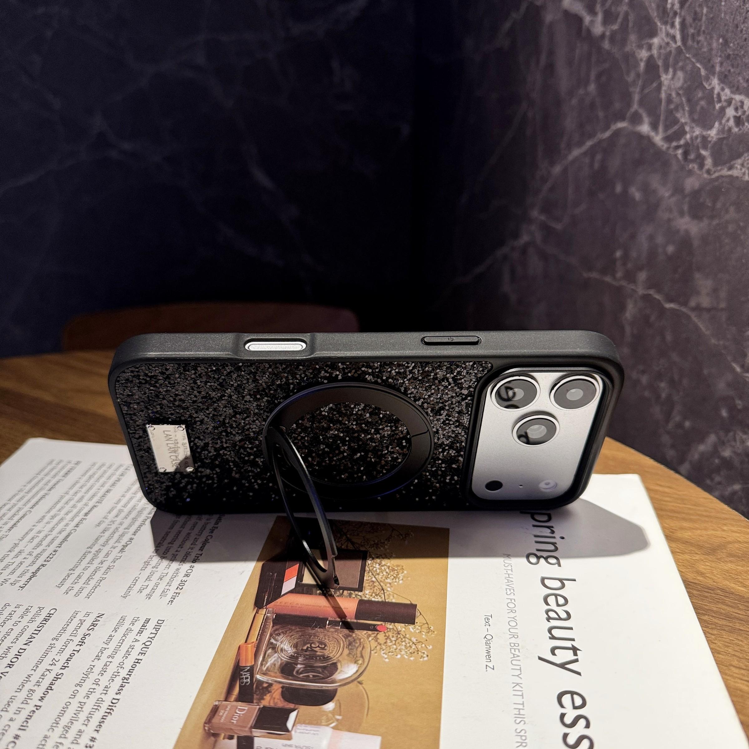 Women's Shell Compatible with iPhone 17/17 Pro/17 Pro Max, Glitter 360 Rotation Magnetic Stand, Apple Protective Case, iPhone Cover