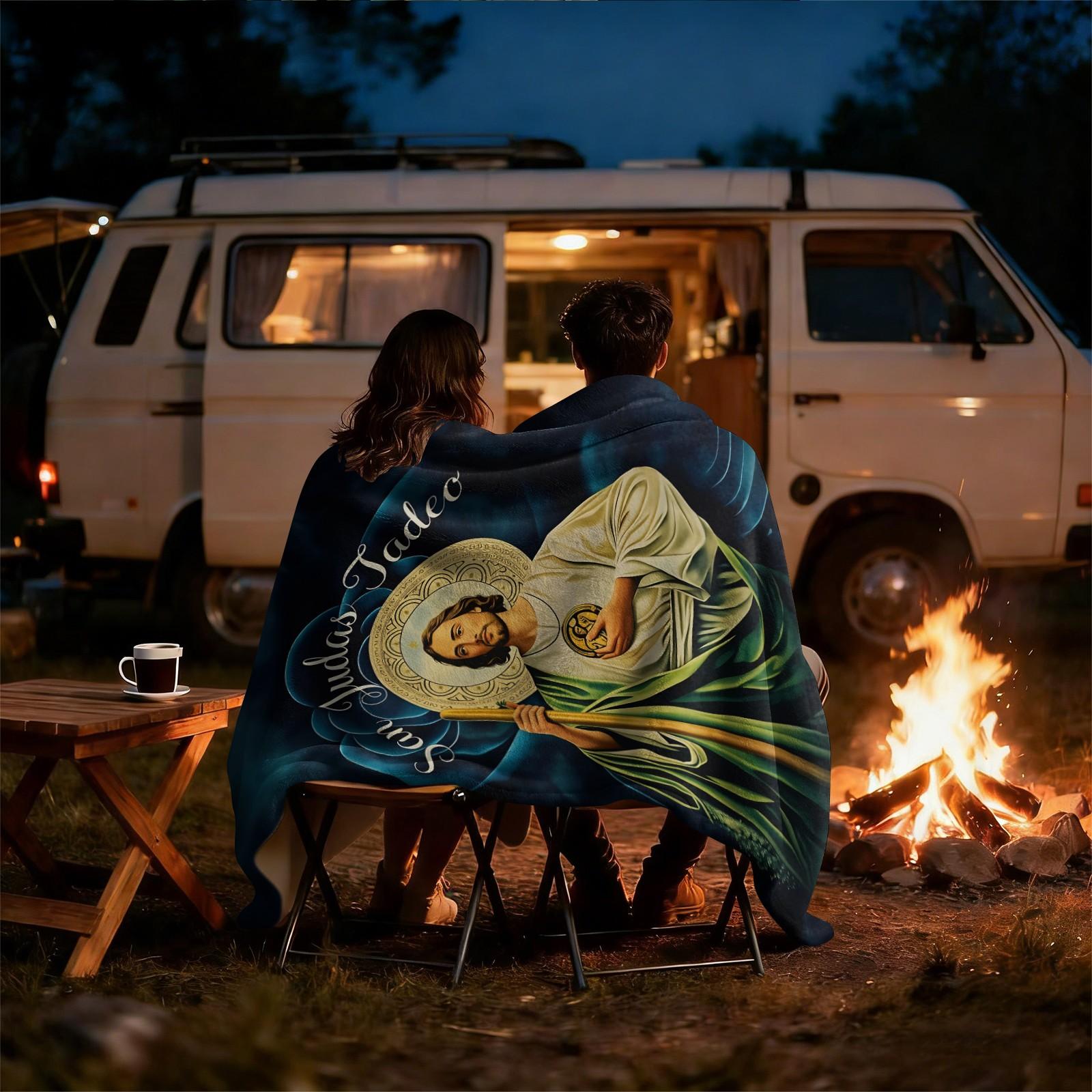 San Judas Tadeo Print Flannel Throw Blanket, Soft Warm Cozy Fleece Blanket for Couch Bed Sofa, Religious Saint Jude Decorative Blanket, All Season Plush Blanket, Perfect Gift Blanket for Home, Travel, Nap, All Ages