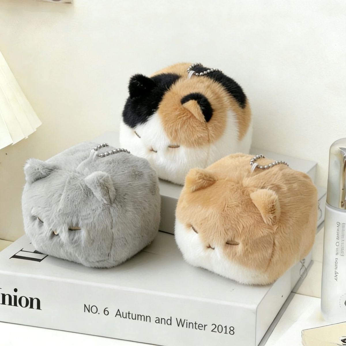 Cute Cat Plush Keychain,Soft Fluffy Kitten Pendant,Cartoon Mini Stuffed Animal Charm,Adorable Fashion Bag Ornament,Creative Sweet Doll Hanging Decor,Girls Daily Accessory Gift