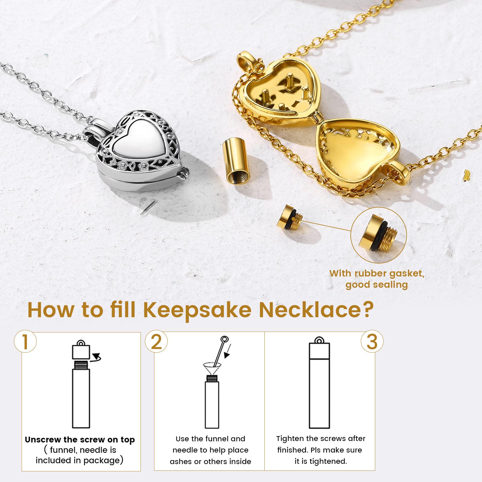 FindChic Heart Shape Ashes Pendant Necklace Heart Urn Pendant Necklace For Ash Memorial Jewelery