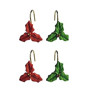 Home Fashion Xmas Decorative Poinsettia Flower Shower Rins Set of 12 Rust Vintage Flower and Leaf Shower Pack of 12