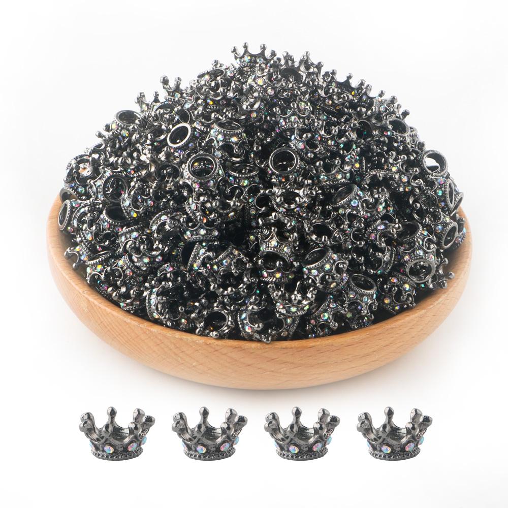 20Pcs Rhinestone Crown Shape Beads Alloy Loose Spacer Beads For Jewelry Making DIY Mix Beads Bracelet Necklace Accessories