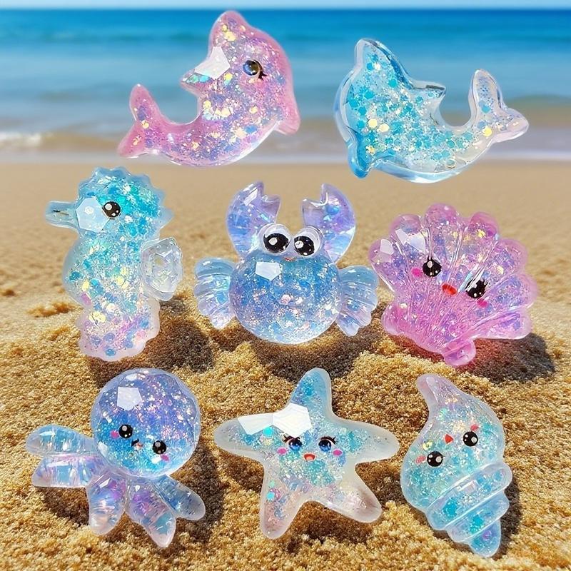 20-piece Mini Crystal Ocean Animal Decor Set, Decorative Figurines, Handmade DIY Ornament, Home Office Desk Decoration, Perfect Holiday Gift