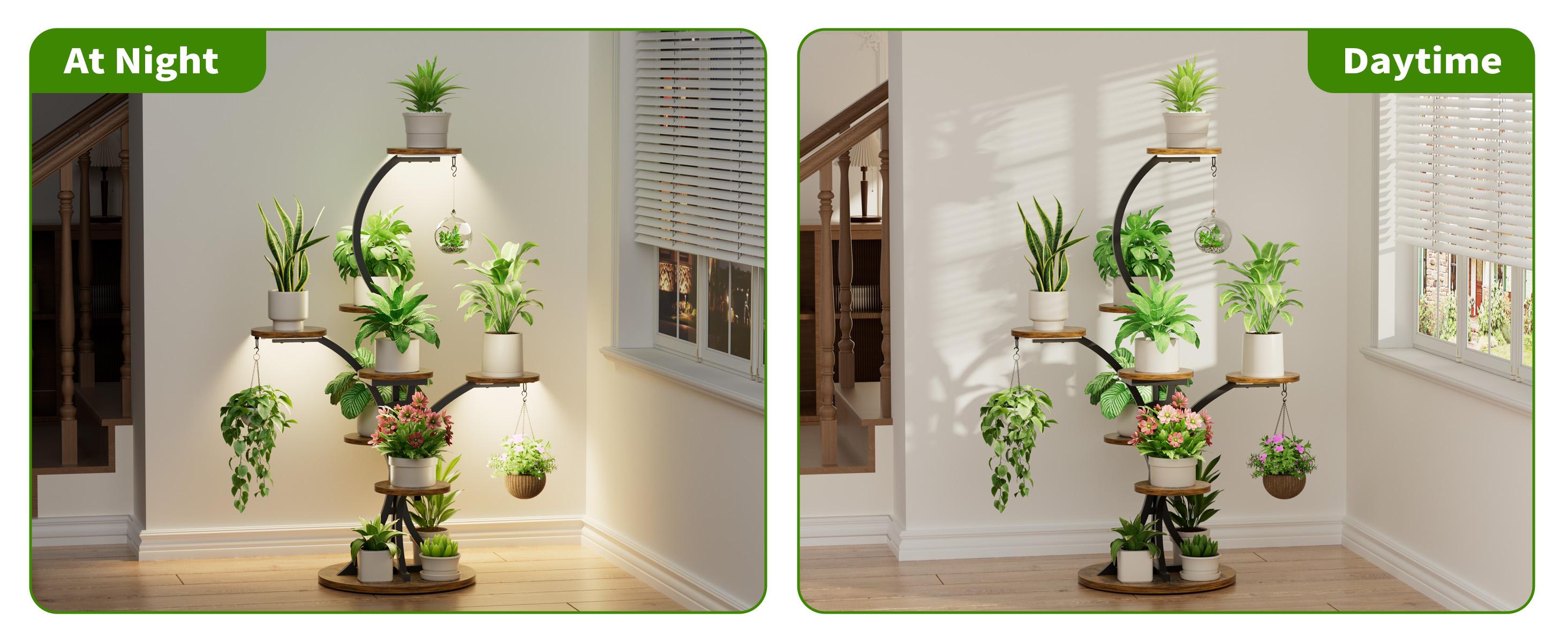 Plant Stand Indoor with Grow Lights - Tree-Shaped Plant Shelf, 7 Tiered Corner Plant Stands for Indoor Plants Multiple, 54" Tall Plant Shelves, Plant Flower Holder Display Rack for Living Room, Patio