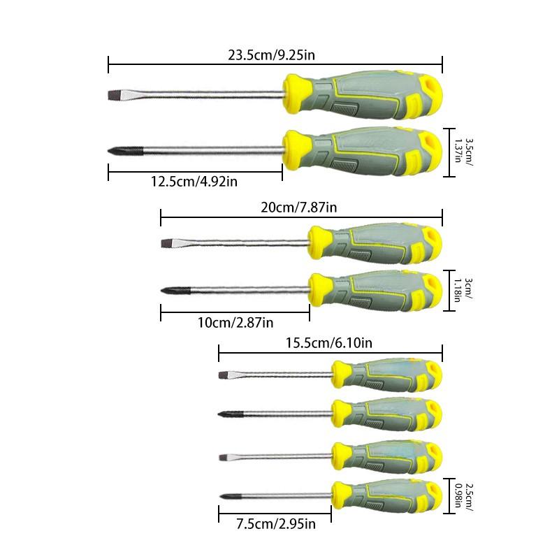 8-Piece Cross and Flat Head Screwdriver Set, Multipurpose Screwdriver Kit, Multi-Size Non-Slip Handles, Essential Home Repair Kit, Daily Use Tools, Multifunctional Screwdriver, Screwdriver Combo